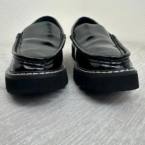 Donald Pliner Hope Patent Loafers Black Lug Sole Slip On Shoes Women 6M - Picture 5 of 12